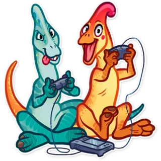 🎮 恐竜, ゲーム, コントローラー, 可愛い, 友達 telegram sticker