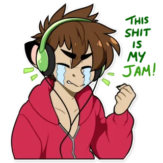 😭 Desenho animado, Personagem, Chorando, Triste, Fones de ouvido, Emoções telegram sticker