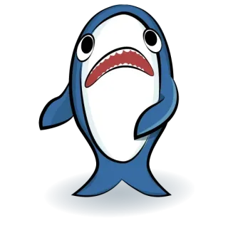😌 requin, dessin animé, animal, bleu, triste, mignon telegram sticker