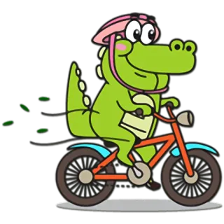 🚵 crocodile, alligator, bicycle, cycling, cartoon, animal telegram sticker