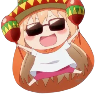 🥳 Anime, Niedlich, Cartoon, Mädchen, Maracas, Sombrero telegram sticker