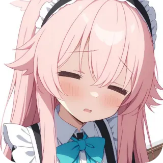❤ アニメ, 女の子, メイド, ピンク髪, 可愛い, 照れ telegram sticker