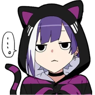 😑 Anime, Katze, Mädchen, Süß, Kätzchen, Emoticon, Sticker telegram sticker