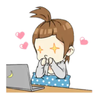 ✨ kartun, komputer, mata berbinar, semangat, imut, anime whatsapp sticker