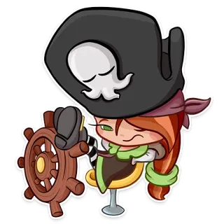 ☸ pirat, cartoon, charakter, hut, piratenhut, meer, schiff whatsapp sticker