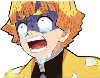 😱 Zenitsu Agatsuma Demon Slayer 애니메이션, 귀멸의 칼날, 젠이츠, 울음, 무서워, 감정적, 캐릭터 whatsapp sticker