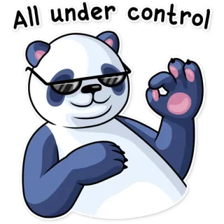 👌 All under control Панда, Солнцезащитные очки, Ок, Одобрение, Удовлетворение, Всё хорошо, Всё в порядке telegram sticker
