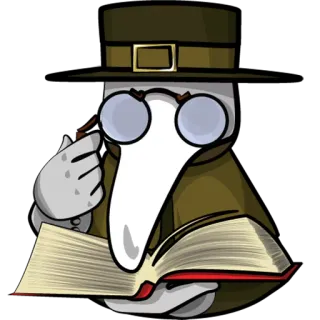 👓 livre, médecin de peste, chapeau, lecture, masque, médical telegram sticker