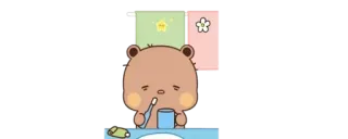 🔰 Bär, Zähneputzen, niedlich, Cartoon whatsapp sticker