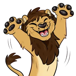 😄 león, dibujos animados, animal, feliz, lindo, peludo telegram sticker