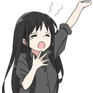 🥱 ragazza anime, stanca, sbadiglio, cartone animato, assonnata telegram sticker