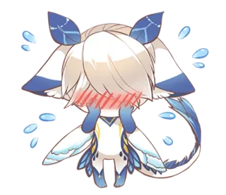 😣 mignon, animé, chibi, bleu, blanc, dessin animé, adorable whatsapp sticker