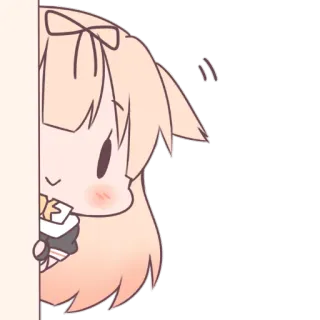 😶 fille anime, mignon, qui regarde, kawaii, chibi whatsapp sticker
