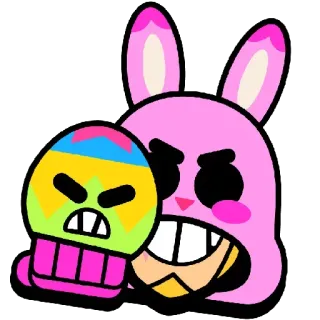 😄 Hase, Ostern, Ei, rosa, Figur, wütend telegram sticker
