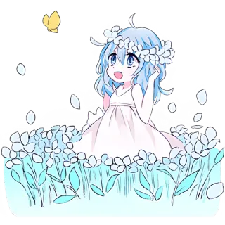 Голубая девочка @Nyasticks telegram stickers