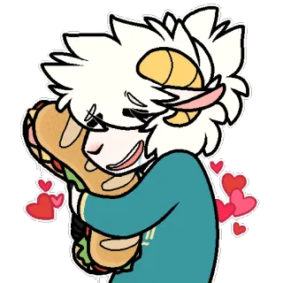 🤤 Мультфильм, Сэндвич, Еда, Персонаж, Милый, Любовь, Сердечки telegram sticker