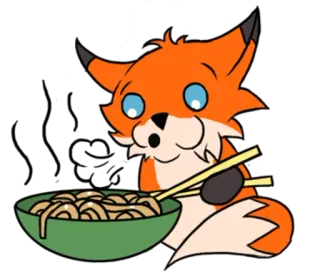 🍜 renard, ramen, nouilles, kawaii, mignon, dessin animé, animé whatsapp sticker