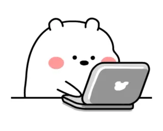 ✨ ours, ordinateur portable, ordinateur, animal, dessin animé whatsapp sticker