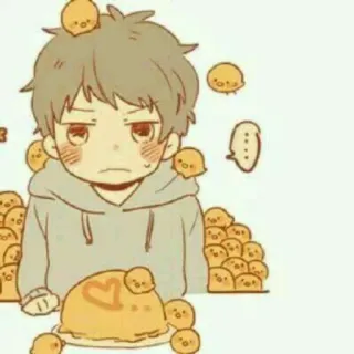 🍳 lindo, chico, pollitos, anime, manga, kawaii telegram sticker