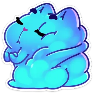 😕 แมว, เมฆ, คาวาอิ, น่ารัก, การ์ตูน, น่าเอ็นดู telegram sticker