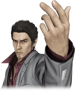 😠 Kazuma Kiryu Yakuza kazuma kiryu, yakuza, dedo do meio, personagem, video game telegram sticker