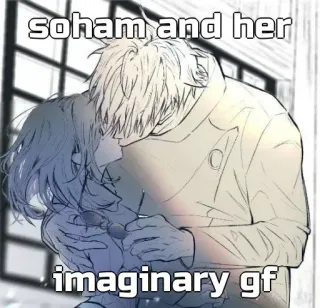 🙂 soham and her imaginary gf คู่รัก, โรแมนติก, ความรัก, ภาพประกอบ, ความสัมพันธ์ telegram sticker