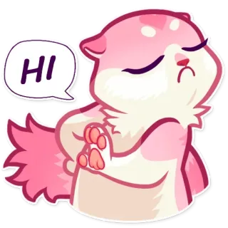 🙅 HI kucing, hai, halo, salam, merah muda, imut, hewan whatsapp sticker