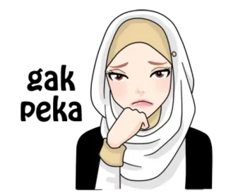 ☹ mujer, hiyab, musulmana, triste, pensativa, pensando telegram sticker