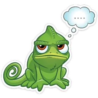 🤔 caméléon, animal, reptile, pensée, dessin animé telegram sticker