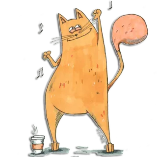 🕺 кот, танцы, кофе, музыка, мультфильм, животное, стикер telegram sticker