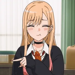 😋 Marin Kitagawa My Dress-Up Darling อนิเมะ, ผู้หญิง, ยิ้ม, ชุดนักเรียน, น่ารัก, ตัวละคร, มาริน คิตากาวะ, My Dress-Up Darling telegram sticker