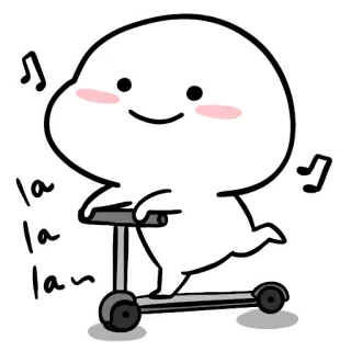 🛴 la la la cartoon, scooter, cute, music, happy telegram sticker