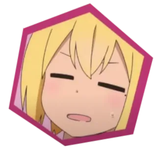 😑 anime, cartoon, sticker, illustration, blond hair telegram sticker