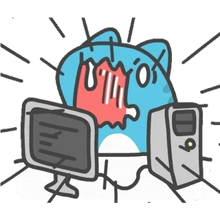 🤯 computer, cartoon, stressed, gaming, internet, technology telegram sticker