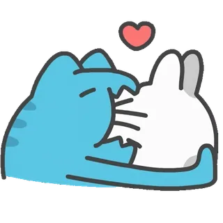 💘 кот, кролик, любовь, сердце, мультфильм, животное, объятие whatsapp sticker