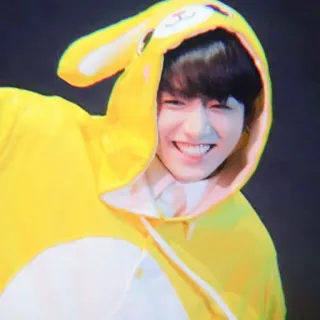 🐰 bunny, kpop, cute, yellow, smile, bunny costume whatsapp sticker
