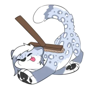 ❗️ Schneeleopard, Cartoon, Pflege, Tier, niedlich, Bürste, Zunge, lustig telegram sticker