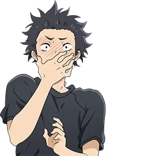 😨 anime, nerwowy, rumieniący się, zawstydzony, postać, męski, kreskówka telegram sticker