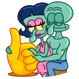 👍 Squidward Tentacles SpongeBob SquarePants Cartoon, Couple, Câlin, Romance, Fan art, Drôle whatsapp sticker