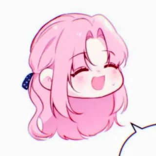 🎟 Anime, Kreskówka, Postać, Różowe włosy, Słodki, Szczęśliwy, Uśmiechnięty telegram sticker
