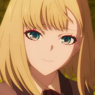 🥀 anime, donna, capelli biondi, ritratto, cartone animato, ragazza, sorriso telegram sticker