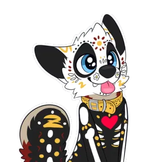 💀 perro, día de muertos, día de los muertos, esqueleto, calavera, animal, dibujo animado, celebración telegram sticker