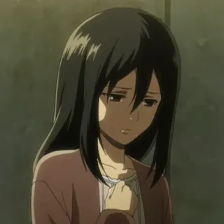 🌟 Mikasa Ackerman Attack on Titan Anime, Garota, triste, Mikasa, Attack on Titan, Personagem telegram sticker