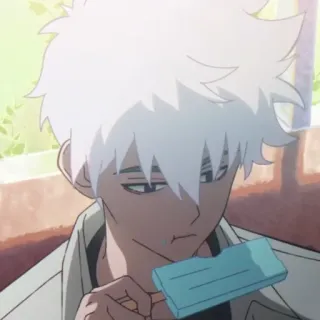 ⌚️ Anime, Menino, Cabelo Branco, Sorvete, Masculino, Personagem, Desenho Animado telegram sticker