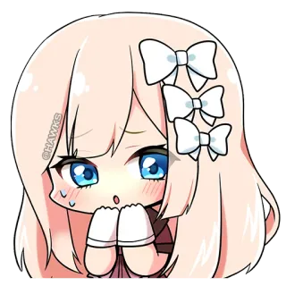😥 @HAWKS Anime, Carino, Ragazza, Arrossire, Cartone animato, Kawaii whatsapp sticker