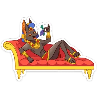😏 Anubis アヌビス, エジプト, 犬, 神, 横たわる telegram sticker