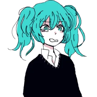 😢 Anime, Weinend, Mädchen, Traurig, Cartoon telegram sticker