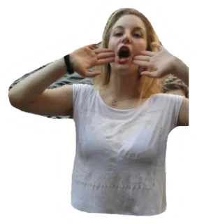 😮 Frau, offener Mund, Schrei, Hände, Schreien telegram sticker