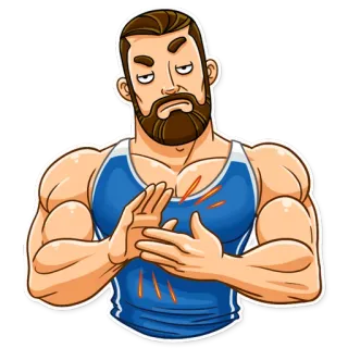 👏 man, fitness, gespierd, cartoon, sterk, bodybuilder telegram sticker