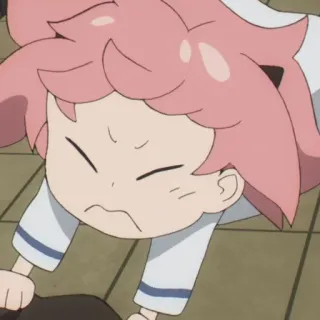 😣 anime, dibujos animados, sticker, cara graciosa, pelo rosa, lindo telegram sticker